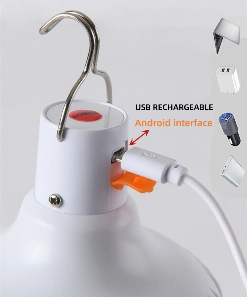 Светодиодная лампа с USB-зарядкой 40Вт/60Вт/80Вт - водонепроницаемый уличный аварийный светильник, портативный с крючком, 3 уровня яркости для ночного использования.
Светодиодная лампа с USB-зарядкой 40Вт/60Вт/80Вт - водонепроницаемый уличный аварийный светильник, портативный с крючком, 3 уровня яркости для ночного использования.