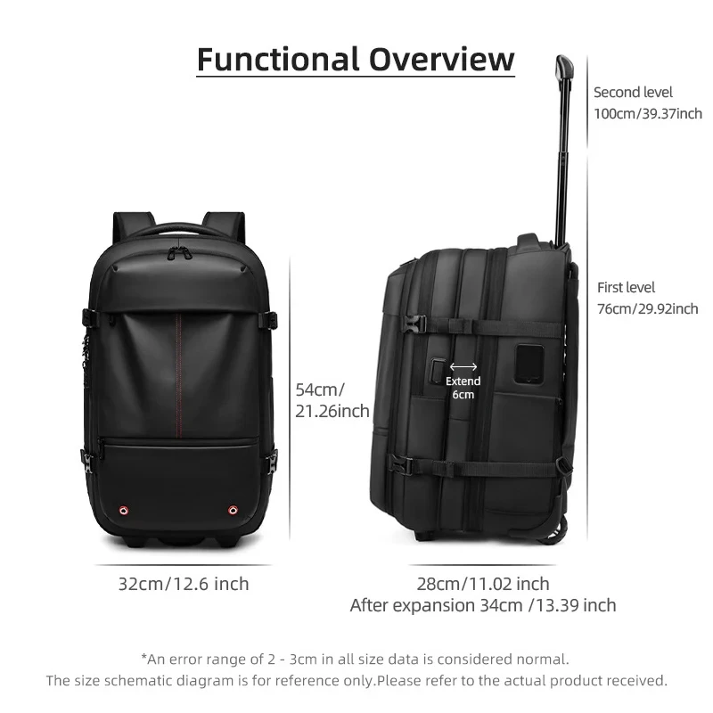 Trolley Backpack With wheels Large Capacity wheeled Backpack Vacuum Luggage Travel Suitcase Rolling luggage Business Laptop Bag
Trolley Backpack With wheels Large Capacity wheeled Backpack Vacuum Luggage Travel Suitcase Rolling luggage Business Laptop Bag