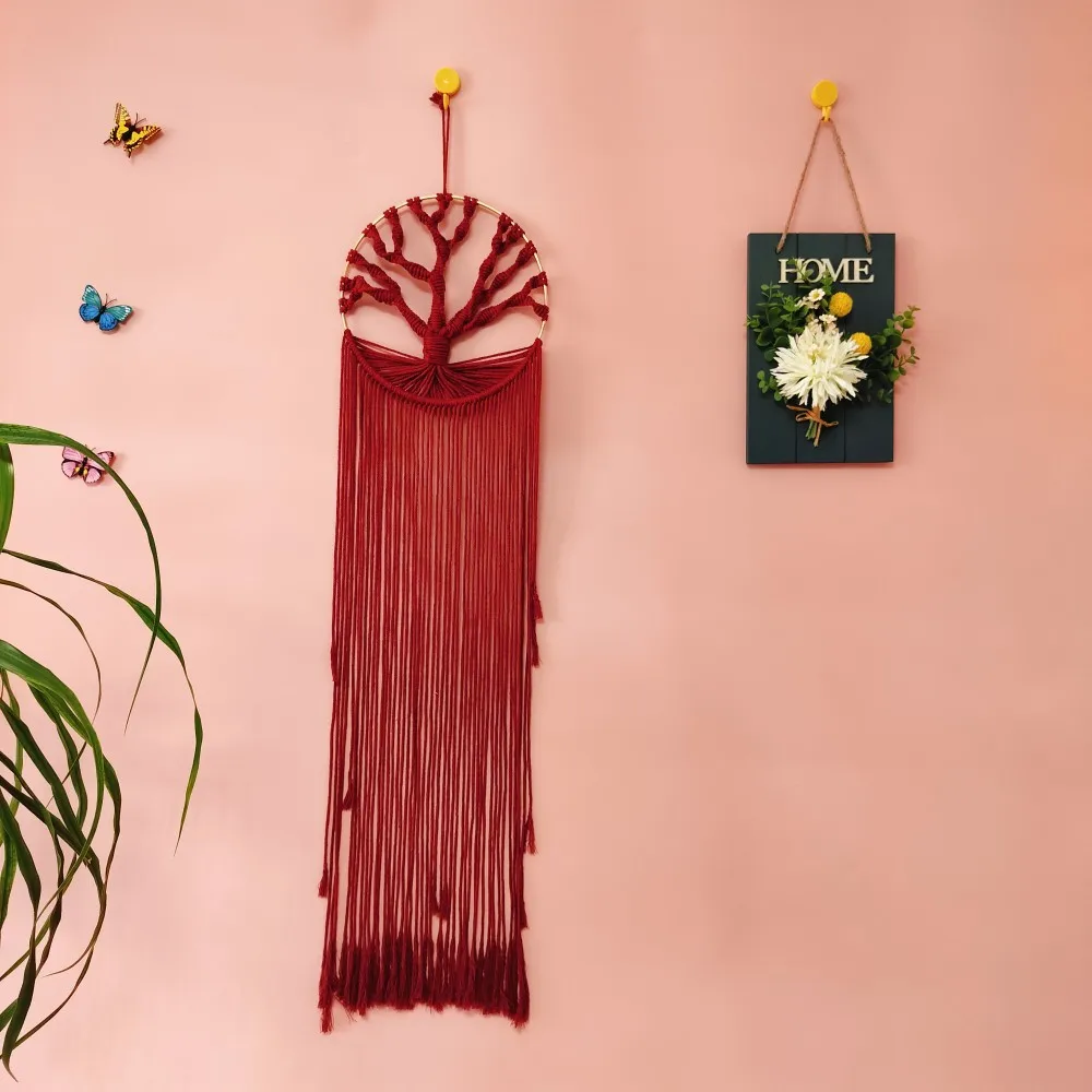Nordic Tree Of Life Dream Catcher Macrame Wall Hanging Decor Handcrafted Life Tree Textured Macrame Arts Crafts Burgundy Color
Nordic Tree Of Life Dream Catcher Macrame Wall Hanging Decor Handcrafted Life Tree Textured Macrame Arts Crafts Burgundy Color