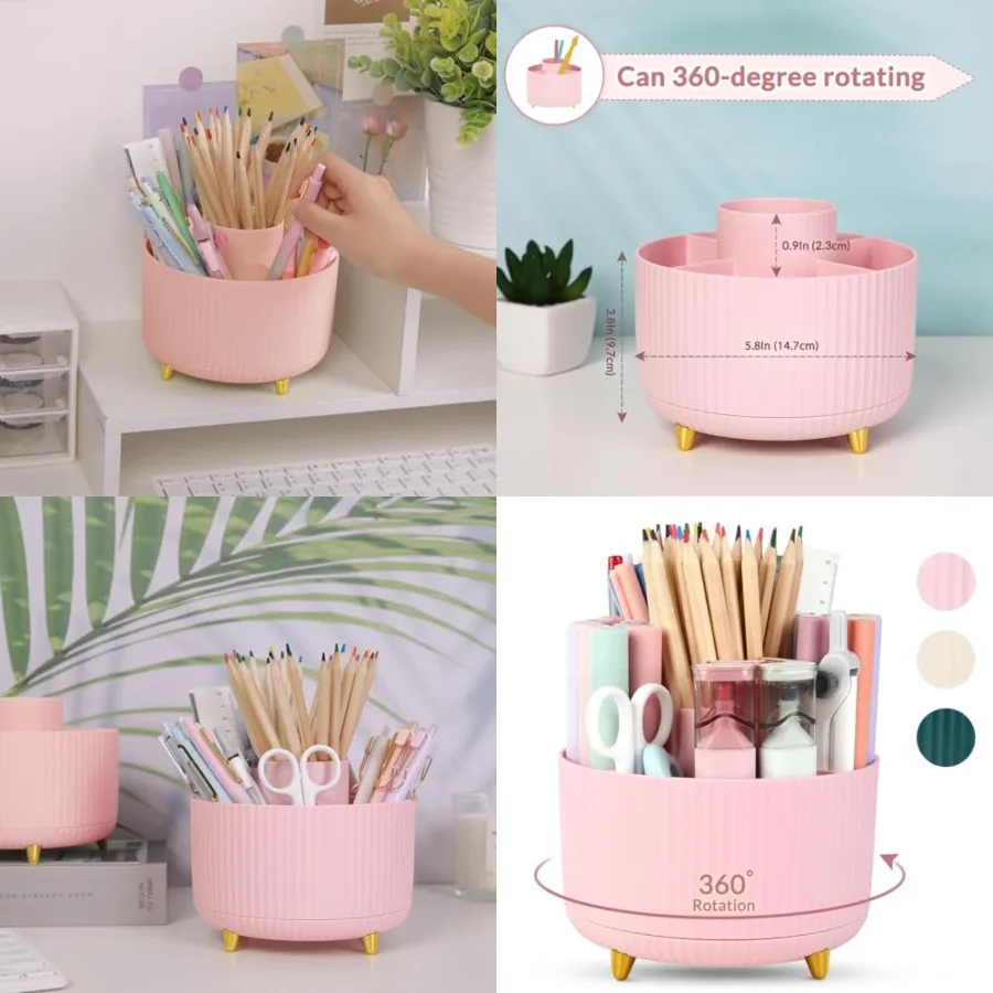 360 Rotating Multipurpose Organizer - Cute Rotating Pen Holder with 5 Slots for Art Supplies, Office, School, Home
360 Rotating Multipurpose Organizer - Cute Rotating Pen Holder with 5 Slots for Art Supplies, Office, School, Home