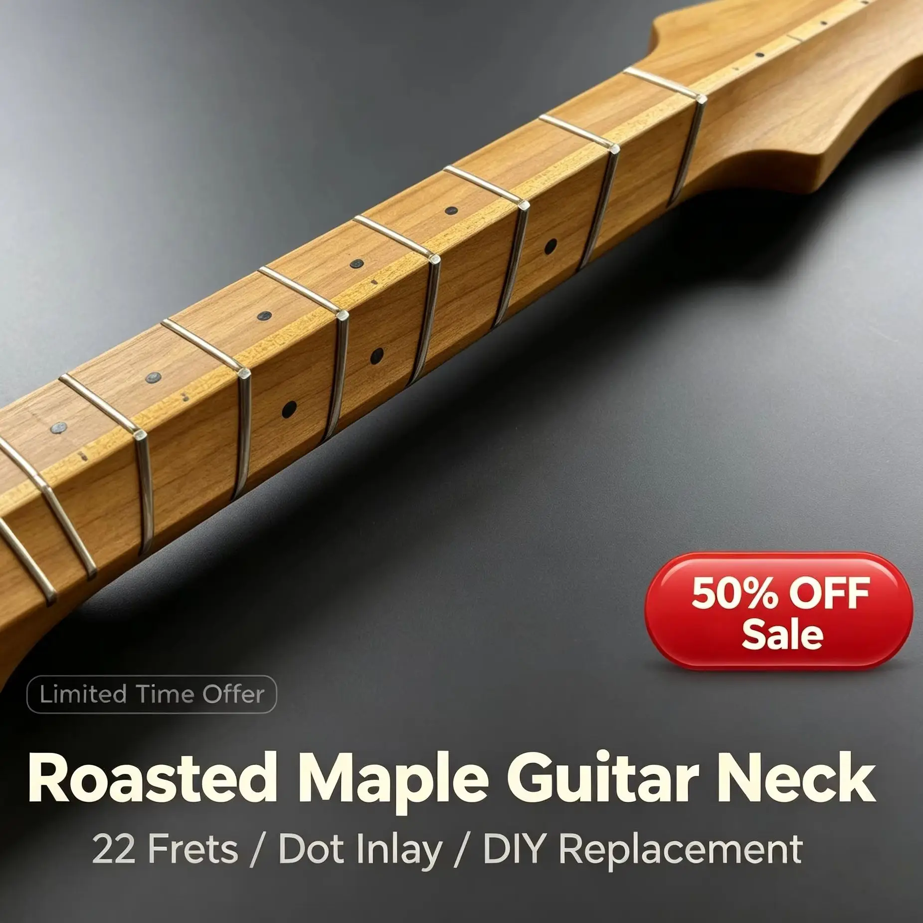 Natural Roasted Maple ST Neck 22 Frets Solid Maple Fingerboard Dot Position Markers Vintage Tone Guitar Neck Replacement Parts
Natural Roasted Maple ST Neck 22 Frets Solid Maple Fingerboard Dot Position Markers Vintage Tone Guitar Neck Replacement Parts