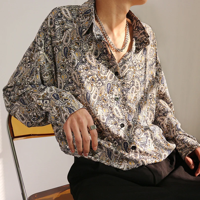 Vintage Bandana Print Elegant Shirts For Men Spring Summer Thin Breathable Blouse Vintage Drape Shirts Man Korean Style 2023
Vintage Bandana Print Elegant Shirts For Men Spring Summer Thin Breathable Blouse Vintage Drape Shirts Man Korean Style 2023