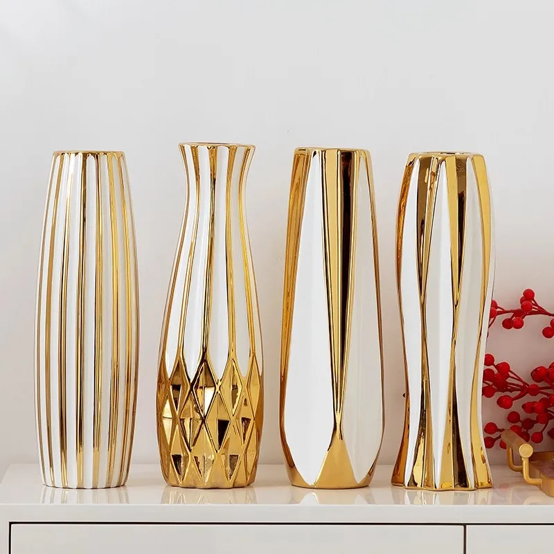 30cm Water Gold Luxury Ceramic Vase for Home Living Room Luxury Decoration Study Entrance 
30cm Water Gold Luxury Ceramic Vase for Home Living Room Luxury Decoration Study Entrance