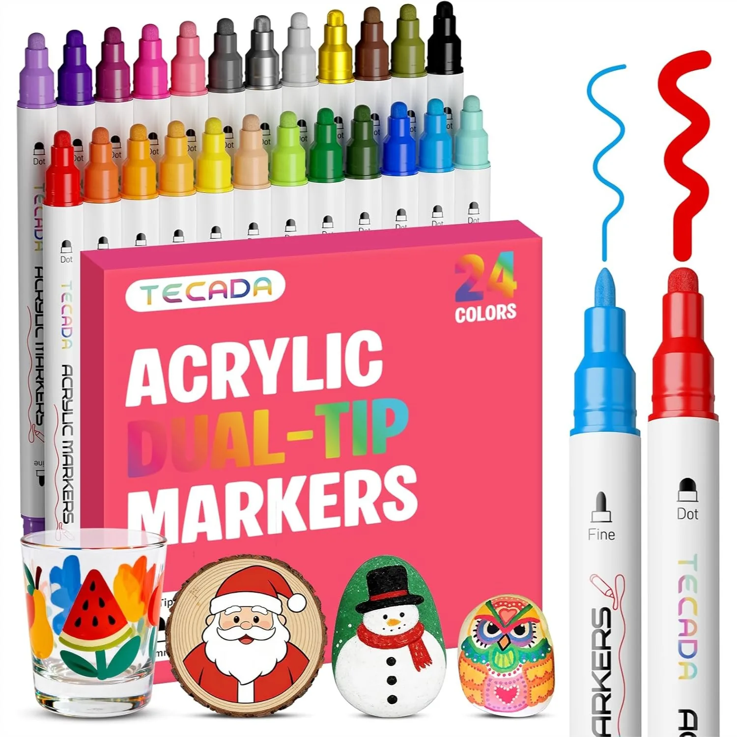 24 Colors Acrylic Paint Markers, Dual-Tip Fine & Dot Pens for Fabric, Stone, Glass, Wood, Canvas, Metal, Rock Painting, DIY
24 Colors Acrylic Paint Markers, Dual-Tip Fine & Dot Pens for Fabric, Stone, Glass, Wood, Canvas, Metal, Rock Painting, DIY
