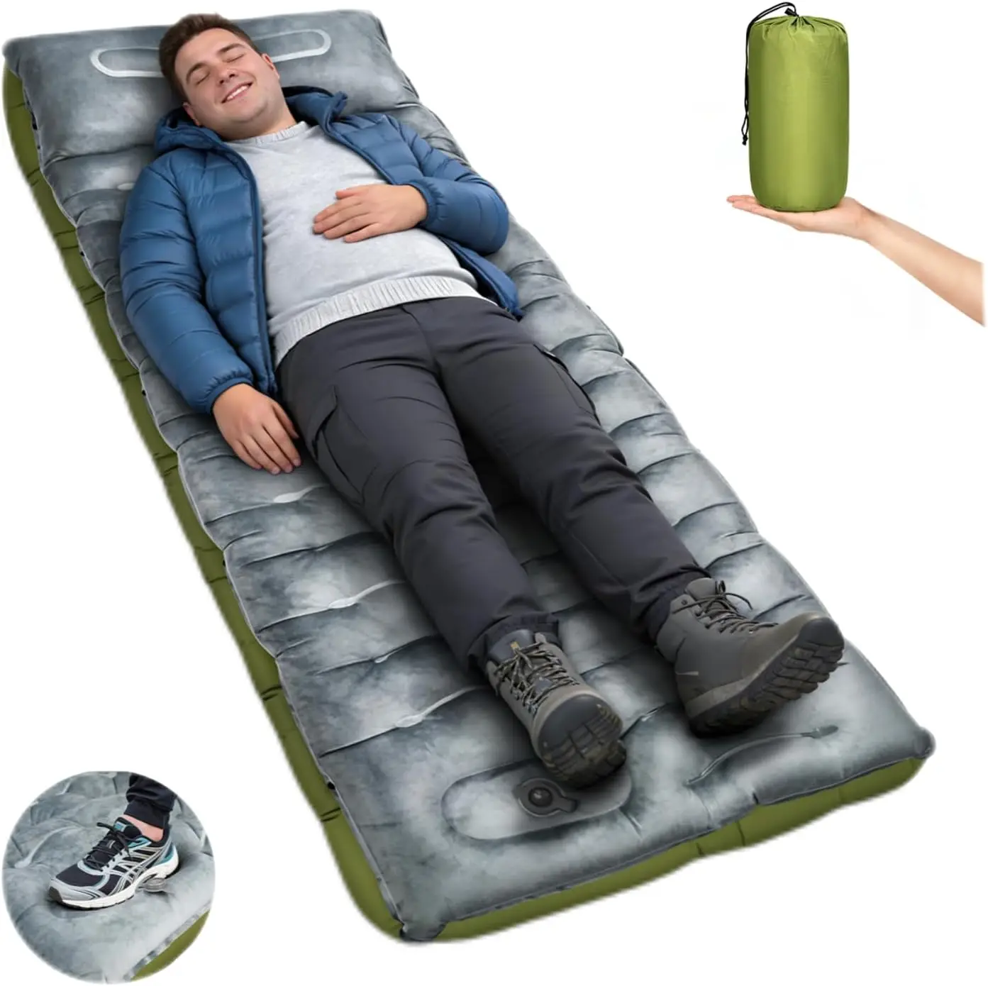 6 Inch Velvet Sleeping Pad Self Inflating with Foot Pump, Ultralight Camping Mat for Backpacking, Travel, Hiking, Tent, Outdoor
6 Inch Velvet Sleeping Pad Self Inflating with Foot Pump, Ultralight Camping Mat for Backpacking, Travel, Hiking, Tent, Outdoor