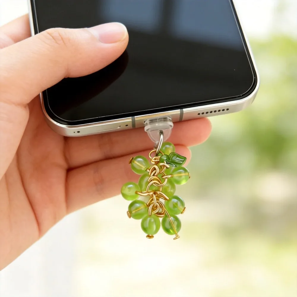 Pack of 1 Green Grape Beaded Phone Charm Dust Plug Cute Fruit Pendant Accessory For Women Universal Fit For Most Phones
Pack of 1 Green Grape Beaded Phone Charm Dust Plug Cute Fruit Pendant Accessory For Women Universal Fit For Most Phones
