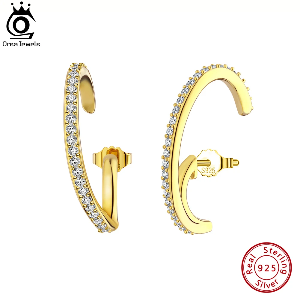 ORSA JEWELS New Design 925 Sterling Silver Luxury C-Shaped Earrings Women's Fashion Full Zircon Stud Earrings Jewelry Gift SE386
ORSA JEWELS New Design 925 Sterling Silver Luxury C-Shaped Earrings Women's Fashion Full Zircon Stud Earrings Jewelry Gift SE386