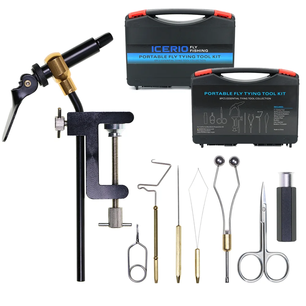 8pcs/set Portable Fly Tying Tool Kit Hardened Steel C-Clamp Vise Bobbin Holder Threader Whip Finisher Hair Stacker Bodkin Needle
8pcs/set Portable Fly Tying Tool Kit Hardened Steel C-Clamp Vise Bobbin Holder Threader Whip Finisher Hair Stacker Bodkin Needle