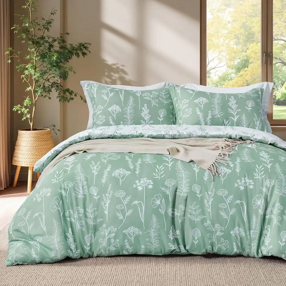 Caliornia King Comorter Set, Sage Green 3 Pieces loral Caliornia King Bedding Set or Girls Bed with 1 Sot Reversible Botanical C
Caliornia King Comorter Set, Sage Green 3 Pieces loral Caliornia King Bedding Set or Girls Bed with 1 Sot Reversible Botanical C