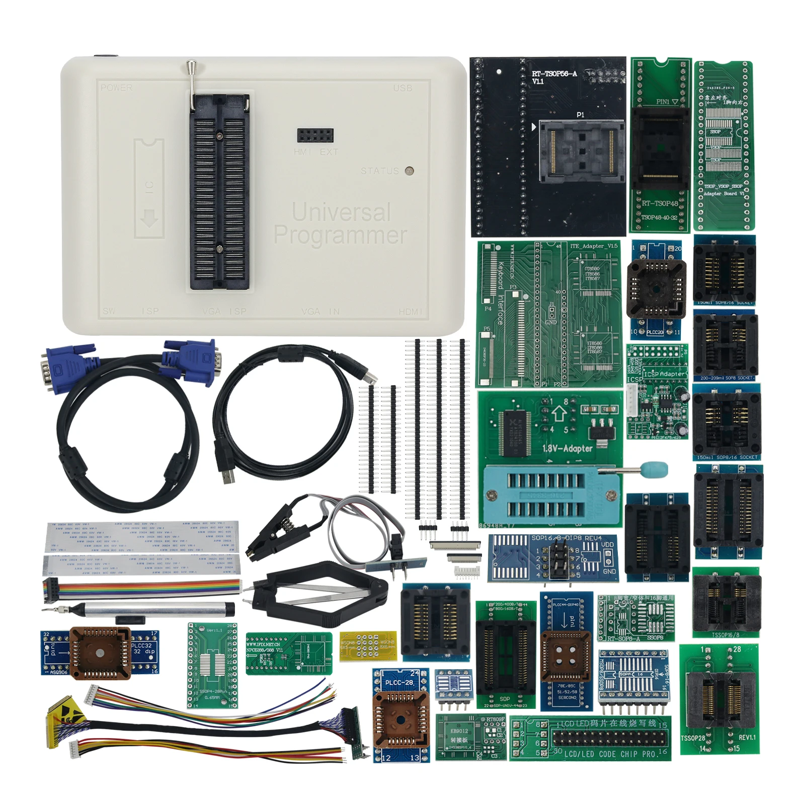 RT809H-38 Items Universal Programmer Upgraded Version of 809F Perfect for NOR/NAND/EMMC/EC/MCU
RT809H-38 Items Universal Programmer Upgraded Version of 809F Perfect for NOR/NAND/EMMC/EC/MCU