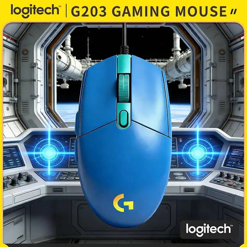 Authentic Logitech G203 Prodigy Gaming Mouse, Lightsync RGB Zones, 8K DPI, 10 Million Click Durability