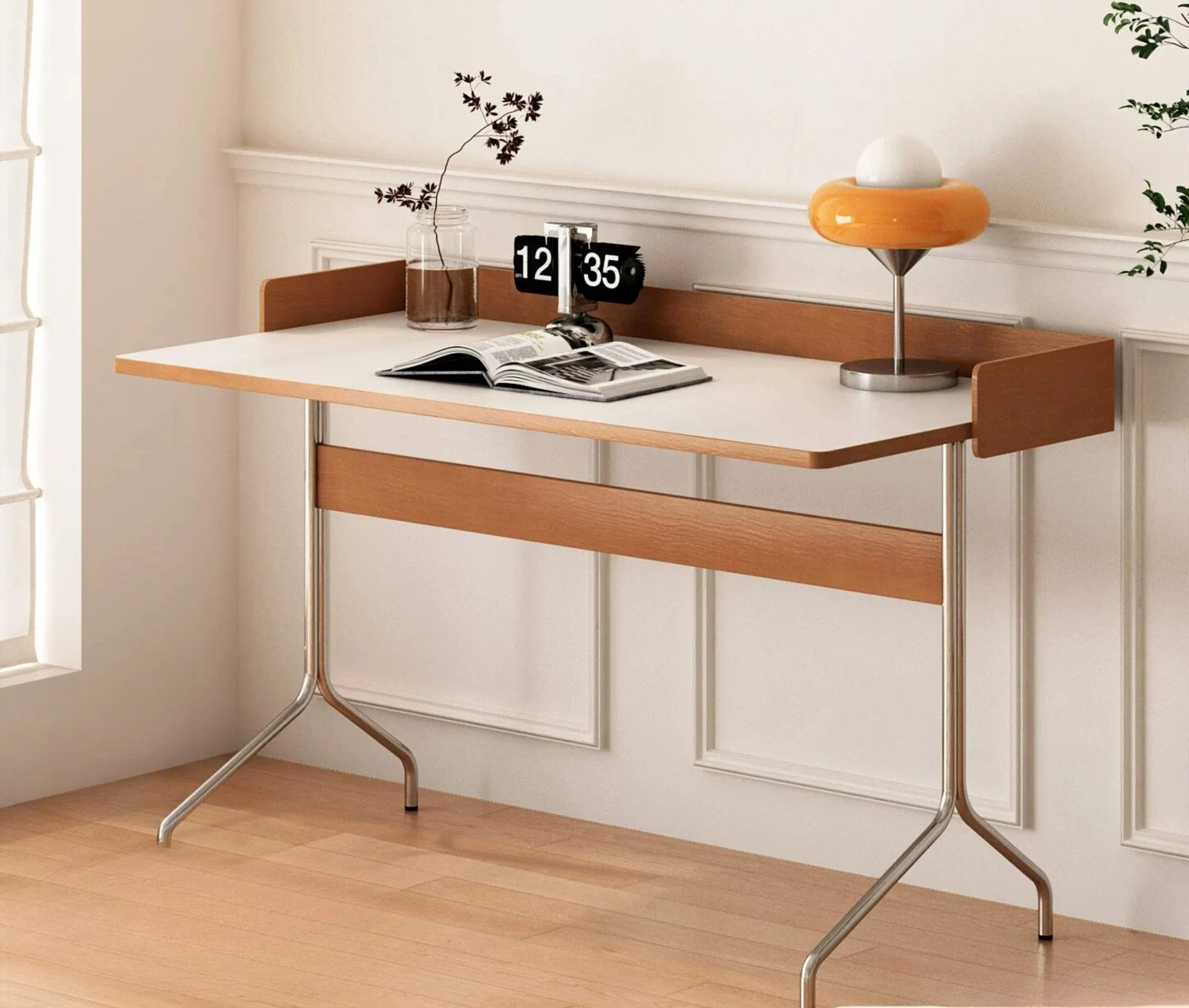 PYJ medieval stainless steel thinking solid wood light luxury computer desk small apartment desk
PYJ medieval stainless steel thinking solid wood light luxury computer desk small apartment desk