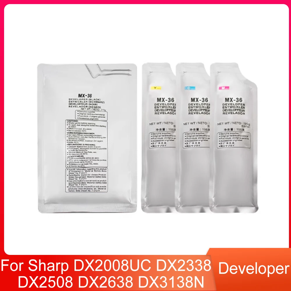 1Set4PCS Compatible MX-36CV CMYK Developer for Sharp DX2008UC DX2338 DX2508 DX2638 DX3138N Color Printer
1Set4PCS Compatible MX-36CV CMYK Developer for Sharp DX2008UC DX2338 DX2508 DX2638 DX3138N Color Printer