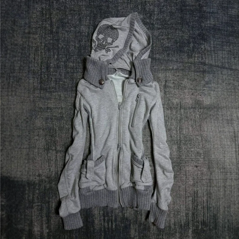 Модная готическая толстовка на молнии со стразами и черепом, серая женская уличная одежда, модная повседневная удобная мягкая хлопковая куртка с капюшоном и Adj
Модная готическая толстовка на молнии со стразами и черепом, серая женская уличная одежда, модная повседневная удобная мягкая хлопковая куртка с капюшоном и Adj