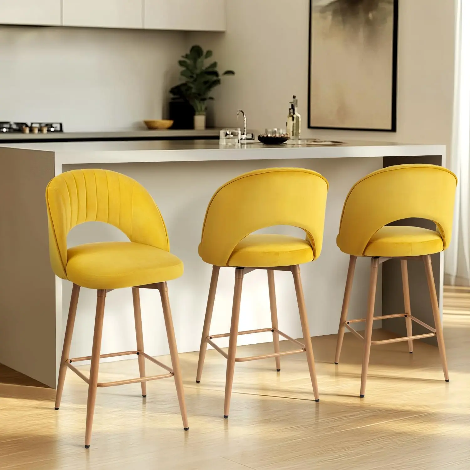 Swivel Bar Stools Set of 3, Counter Height Barstools for Kitchen Island, 26" Seat Height Bar Chairs for Dining Room, Velvet U
Swivel Bar Stools Set of 3, Counter Height Barstools for Kitchen Island, 26" Seat Height Bar Chairs for Dining Room, Velvet U