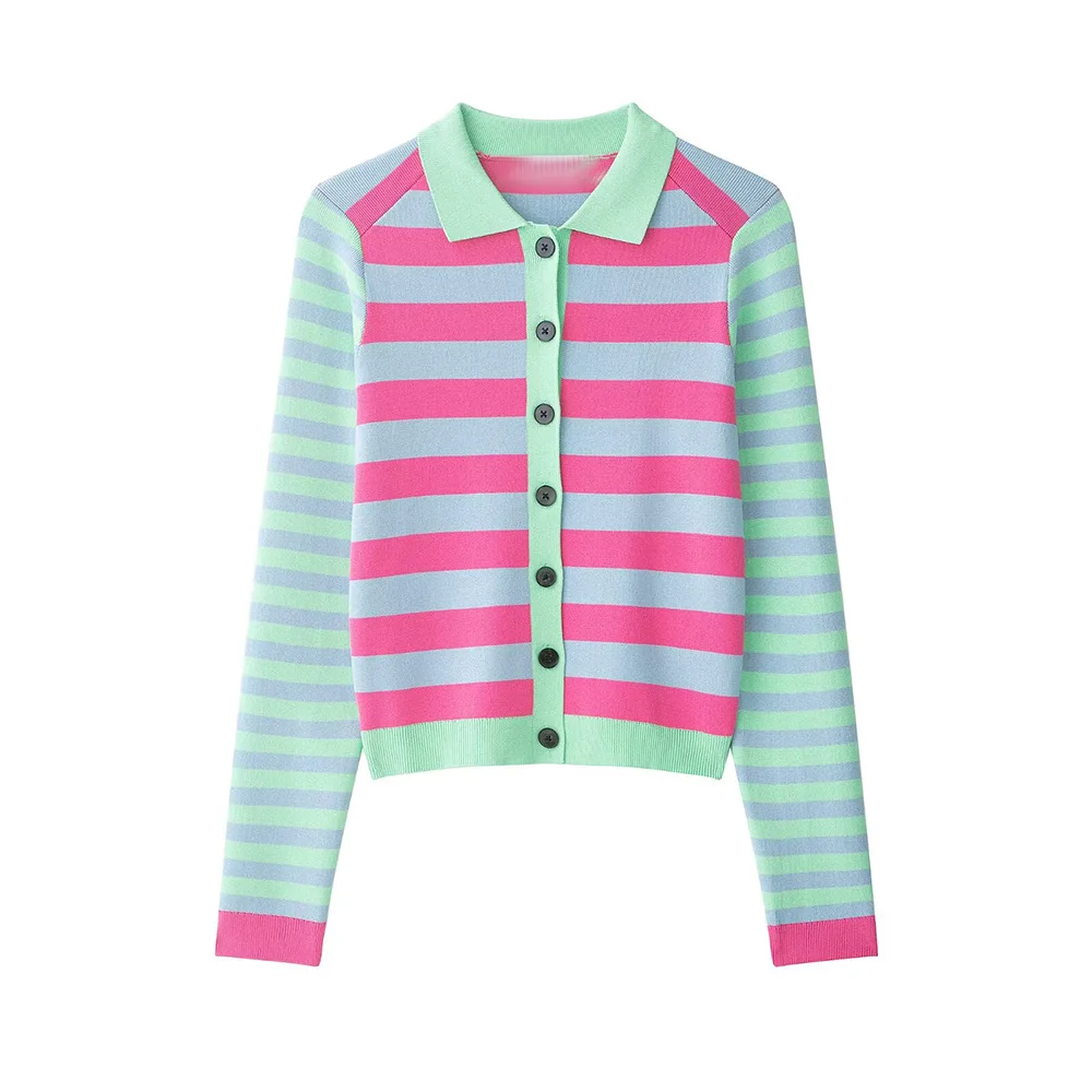WOMEN 2026 Summer New Fashion Striped Long Sleeve Knitted Cardigan Sweater Retro Casual Female Outerwear Chic Tops
WOMEN 2026 Summer New Fashion Striped Long Sleeve Knitted Cardigan Sweater Retro Casual Female Outerwear Chic Tops