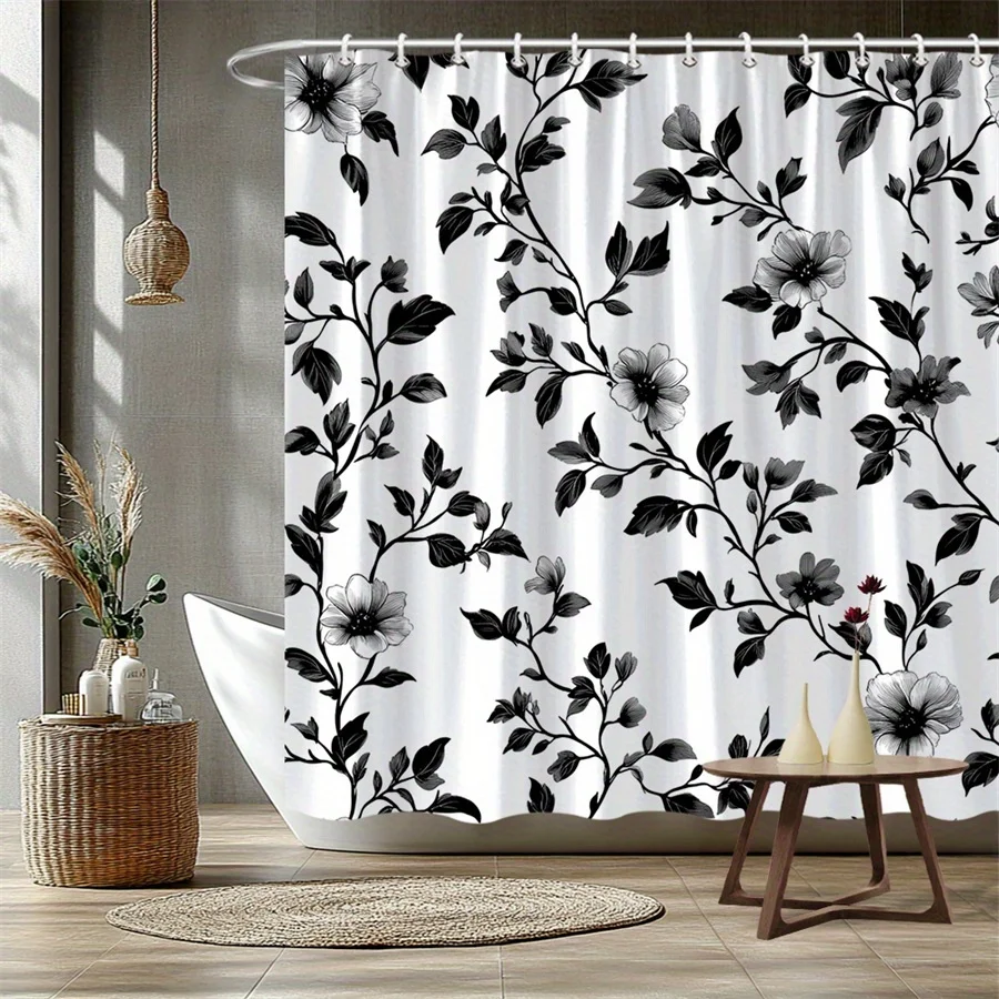 1 шт. Черно-белая занавеска для душа с цветочным узором, полиэфирная ткань, можно стирать в машине, подходит для декора ванной комнаты.
1 шт. Черно-белая занавеска для душа с цветочным узором, полиэфирная ткань, можно стирать в машине, подходит для декора ванной комнаты.