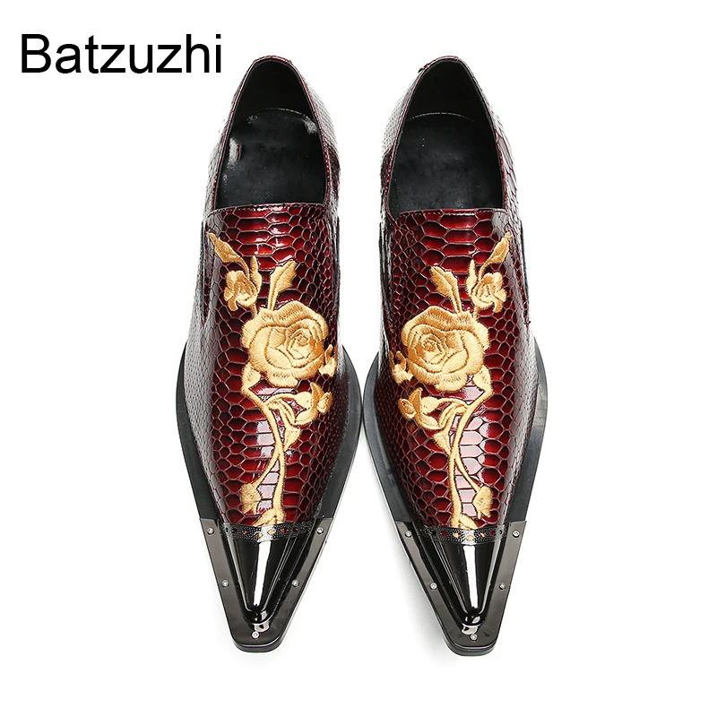 Batzuzhi Wine Red Corodile Leather Pattern Dress Shoes for Men Luxury Designer's Men Shoes Leather with Flower Print Shoes
Batzuzhi Wine Red Corodile Leather Pattern Dress Shoes for Men Luxury Designer's Men Shoes Leather with Flower Print Shoes