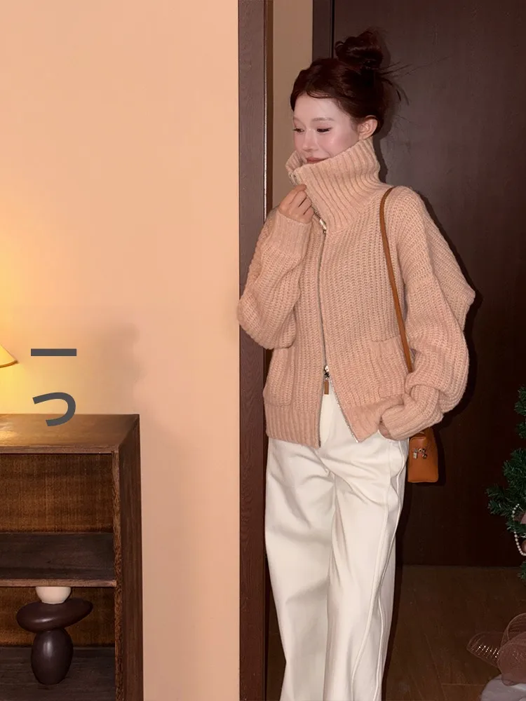 Loose High Collar Orange Knitted Wool Sweater Korean Style Casual Fashion Women's Winter Coat Polyester Fiber Rabbit Velvet
Loose High Collar Orange Knitted Wool Sweater Korean Style Casual Fashion Women's Winter Coat Polyester Fiber Rabbit Velvet