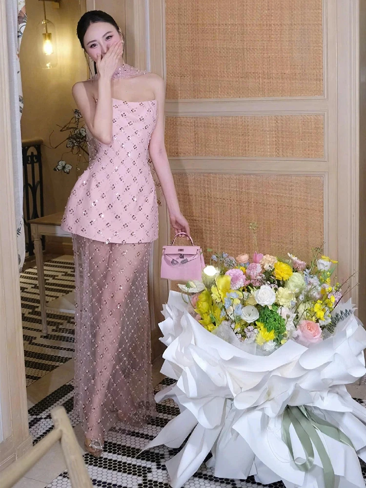 Pink Gentle Small Fragrance Style Strapless Dress Women's New Fashion High-End Beautiful Dress Skirt Polyester Fiber Spring S...
Pink Gentle Small Fragrance Style Strapless Dress Women's New Fashion High-End Beautiful Dress Skirt Polyester Fiber Spring S...