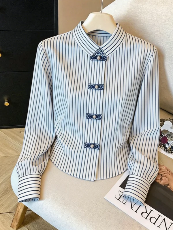 Ele Blue Striped Long Sve Women's irt Casual Commute Top Spring 2026 Knitted Faion Commute Sle Slim Fit
Ele Blue Striped Long Sve Women's irt Casual Commute Top Spring 2026 Knitted Faion Commute Sle Slim Fit