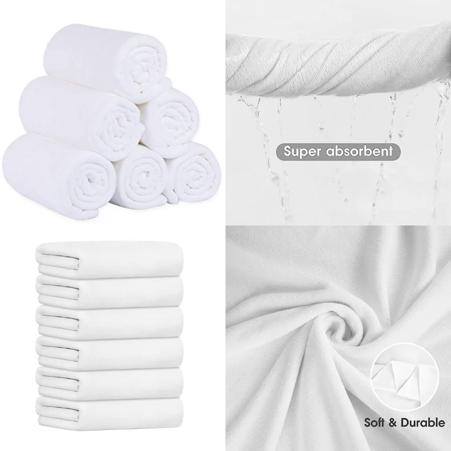Bath Towel, Large Microfiber Bath Towels Set 6 Pack (30" x 60") - Soft, Extra Absorbent, Quick Dry as Hair Wrap, Fitness, Sport, Yoga, White
Bath Towel, Large Microfiber Bath Towels Set 6 Pack (30" x 60") - Soft, Extra Absorbent, Quick Dry as Hair Wrap, Fitness, Sport, Yoga, White