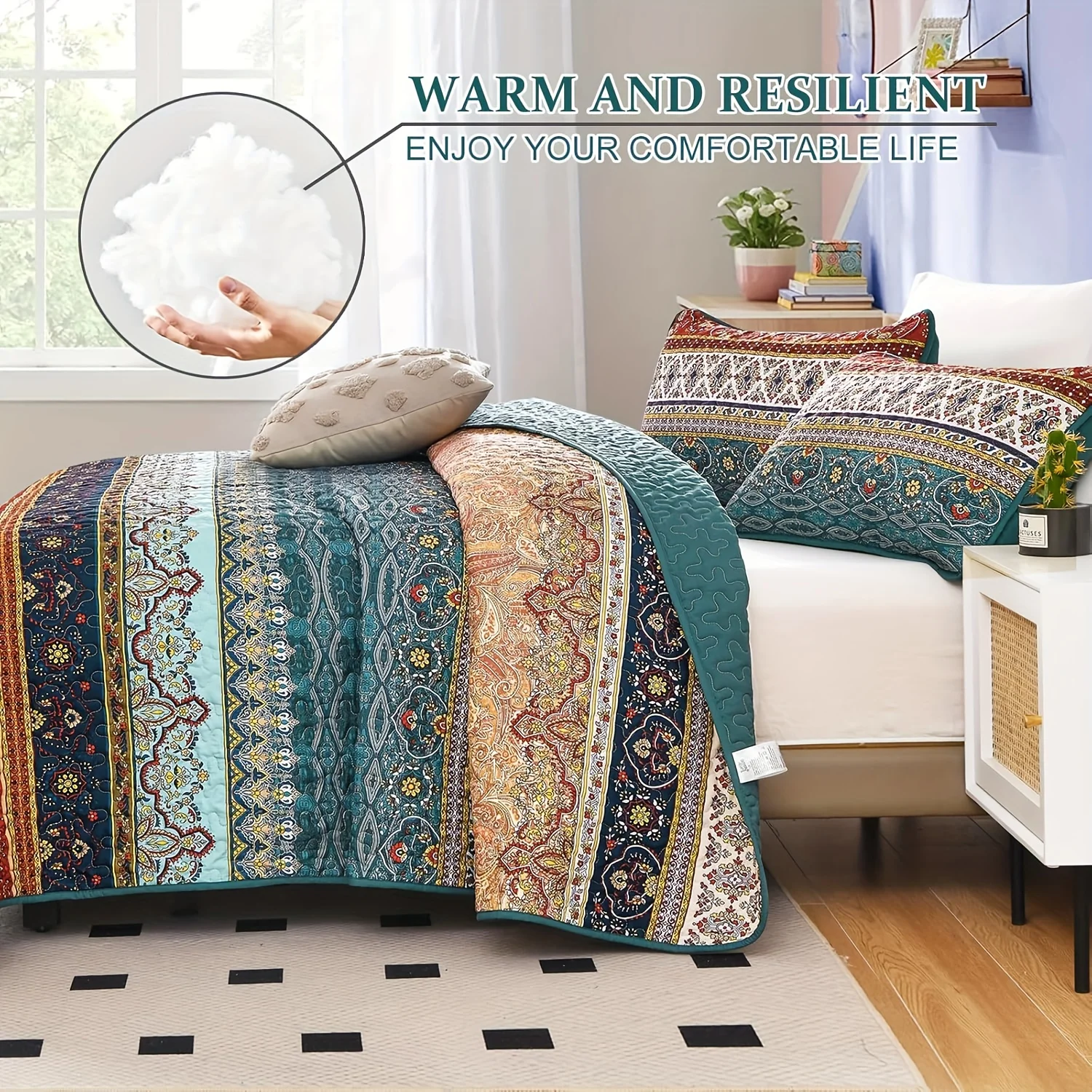 Boho Queen Quilt Set, Green And Brown Bohemian Queen Quilt Bedding Set, Lightweight Microfiber Bed Decor Bedspread For All Season 96"x90"(3pcs)
Boho Queen Quilt Set, Green And Brown Bohemian Queen Quilt Bedding Set, Lightweight Microfiber Bed Decor Bedspread For All Season 96"x90"(3pcs)