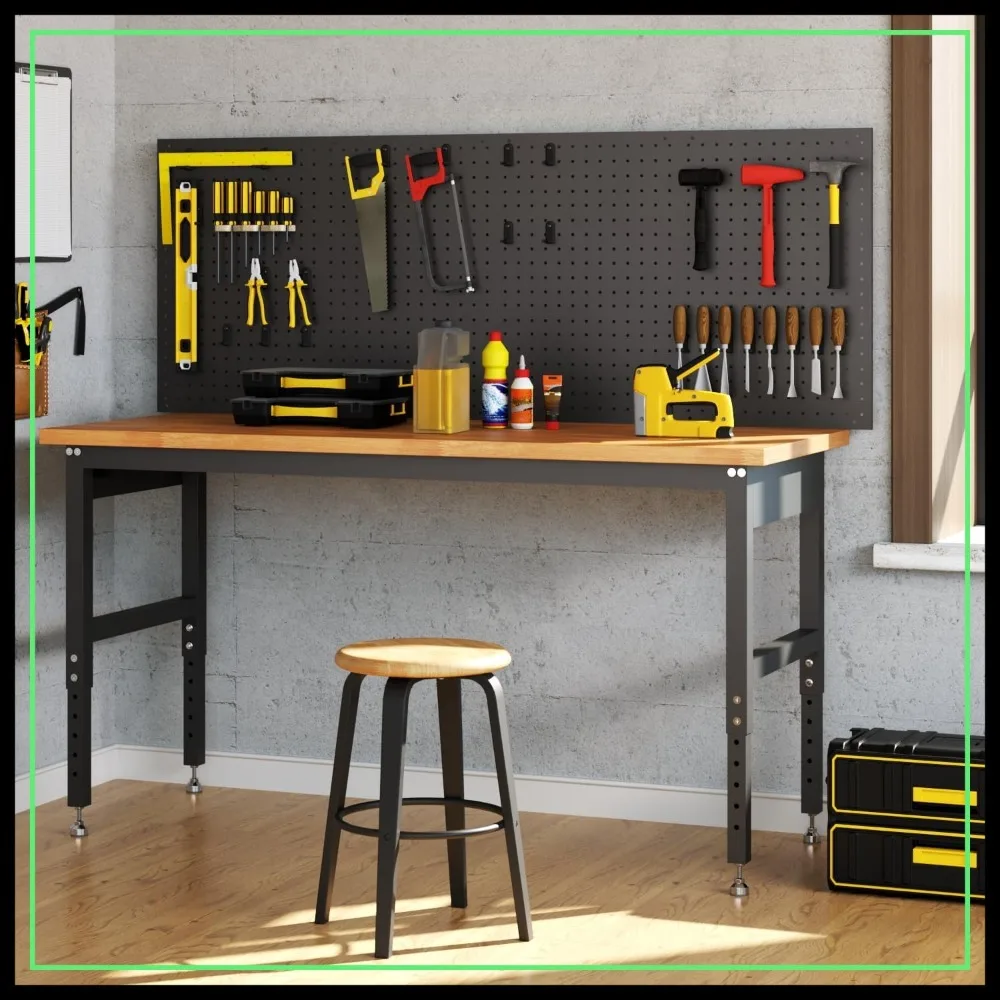 48" Adjustable Height Garage Workbench, Max. 2000 LBS Capacity Solid Wood Work Bench Table, Heavy Duty Work Station for Garage, Shop, Home, Office
48" Adjustable Height Garage Workbench, Max. 2000 LBS Capacity Solid Wood Work Bench Table, Heavy Duty Work Station for Garage, Shop, Home, Office