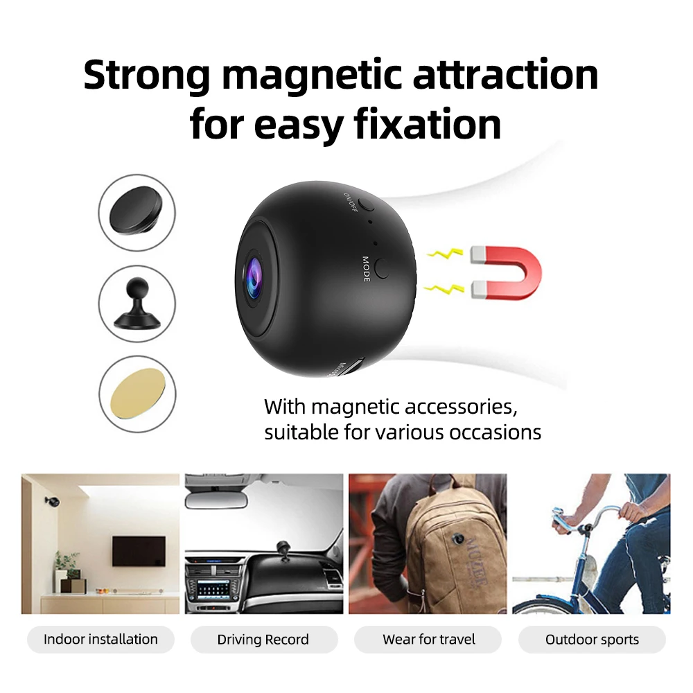 A10 Mini Camera WiFi Wireless Color Night Vision Monitoring Security Protection Remote Camcorders Video Surveillance Smart Home
A10 Mini Camera WiFi Wireless Color Night Vision Monitoring Security Protection Remote Camcorders Video Surveillance Smart Home