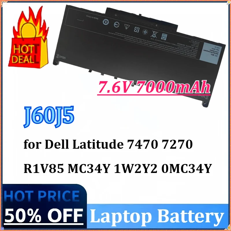J60J5 7.6V 7000mAh Battery for Dell Latitude 7470 7270 R1V85 MC34Y 1W2Y2 0MC34Y MC34Y R1V85 242WD GG4FM WYWJ2 Laptop Battery
J60J5 7.6V 7000mAh Battery for Dell Latitude 7470 7270 R1V85 MC34Y 1W2Y2 0MC34Y MC34Y R1V85 242WD GG4FM WYWJ2 Laptop Battery