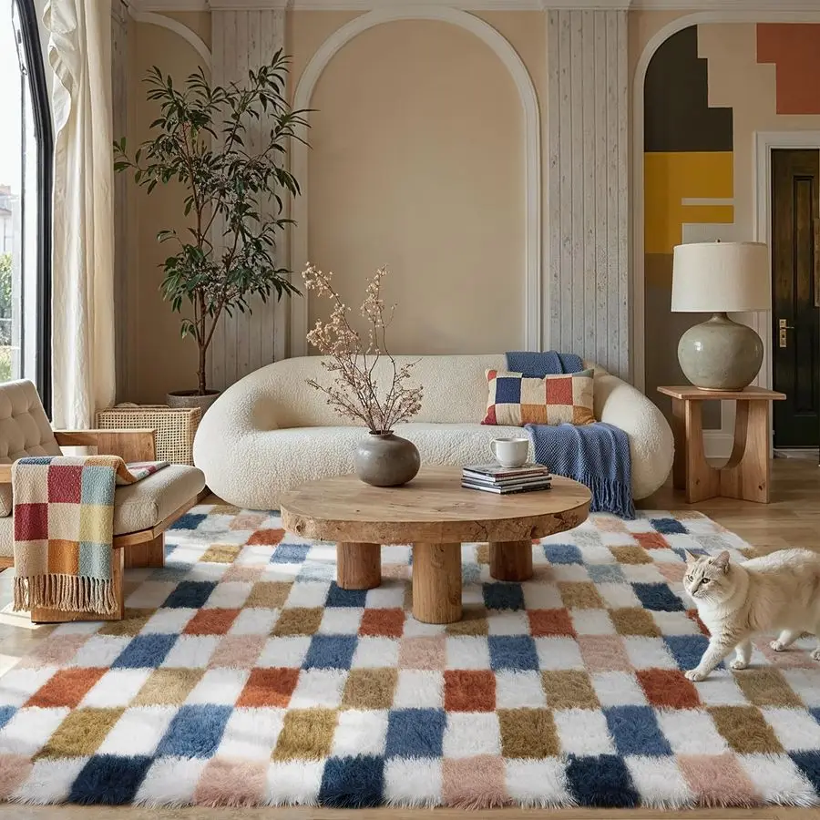 Checkered Rug 8x10 for Living Room, Modern Rainbow Shag Rug Washable NonSlip Large Area Rug Super Soft Indoor Fuzzy Carpet Fluff
Checkered Rug 8x10 for Living Room, Modern Rainbow Shag Rug Washable NonSlip Large Area Rug Super Soft Indoor Fuzzy Carpet Fluff