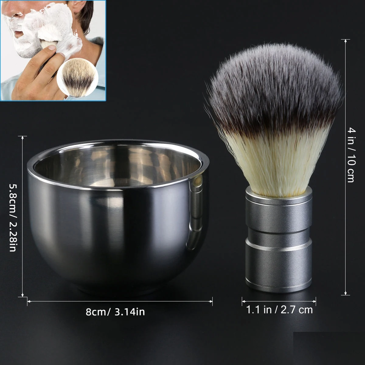 Shaving Brush Bowl Set Stainless Steel Mug Badger Hair Beard Shave Cream Lather Exfoliating Skin Comfortable Traditional Wet
Shaving Brush Bowl Set Stainless Steel Mug Badger Hair Beard Shave Cream Lather Exfoliating Skin Comfortable Traditional Wet