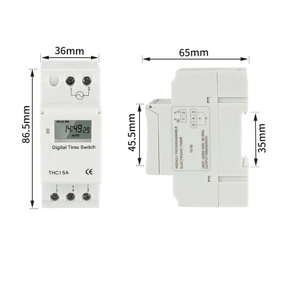 Rail-Mounted Electronic Timer for 220-240VAC Distribution Boards with 16 Weekly or Daily Schedules and LCD Time Display
Rail-Mounted Electronic Timer for 220-240VAC Distribution Boards with 16 Weekly or Daily Schedules and LCD Time Display