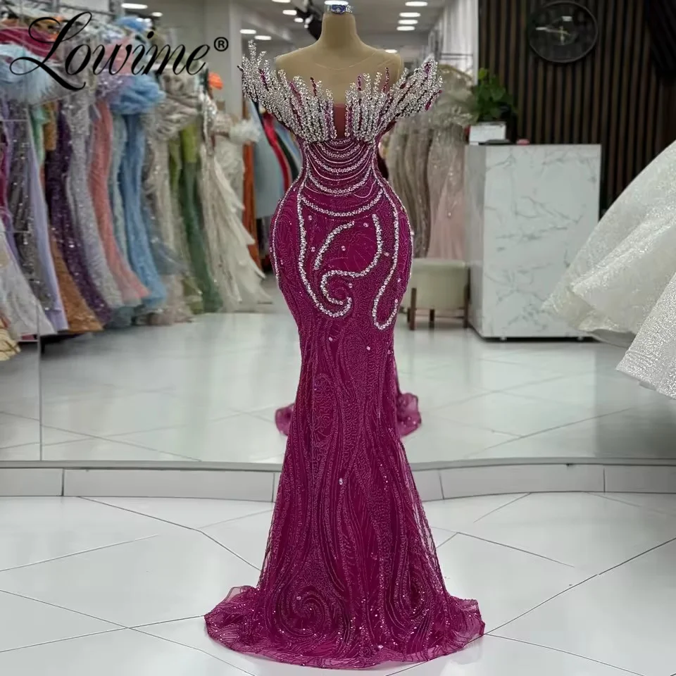 Lowime Fuchsia Arabic Evening Dresses Crystals Off The Shoulder Prom Dress Customized 2025 Robes De Soirée Mermaid Party Gowns
Lowime Fuchsia Arabic Evening Dresses Crystals Off The Shoulder Prom Dress Customized 2025 Robes De Soirée Mermaid Party Gowns