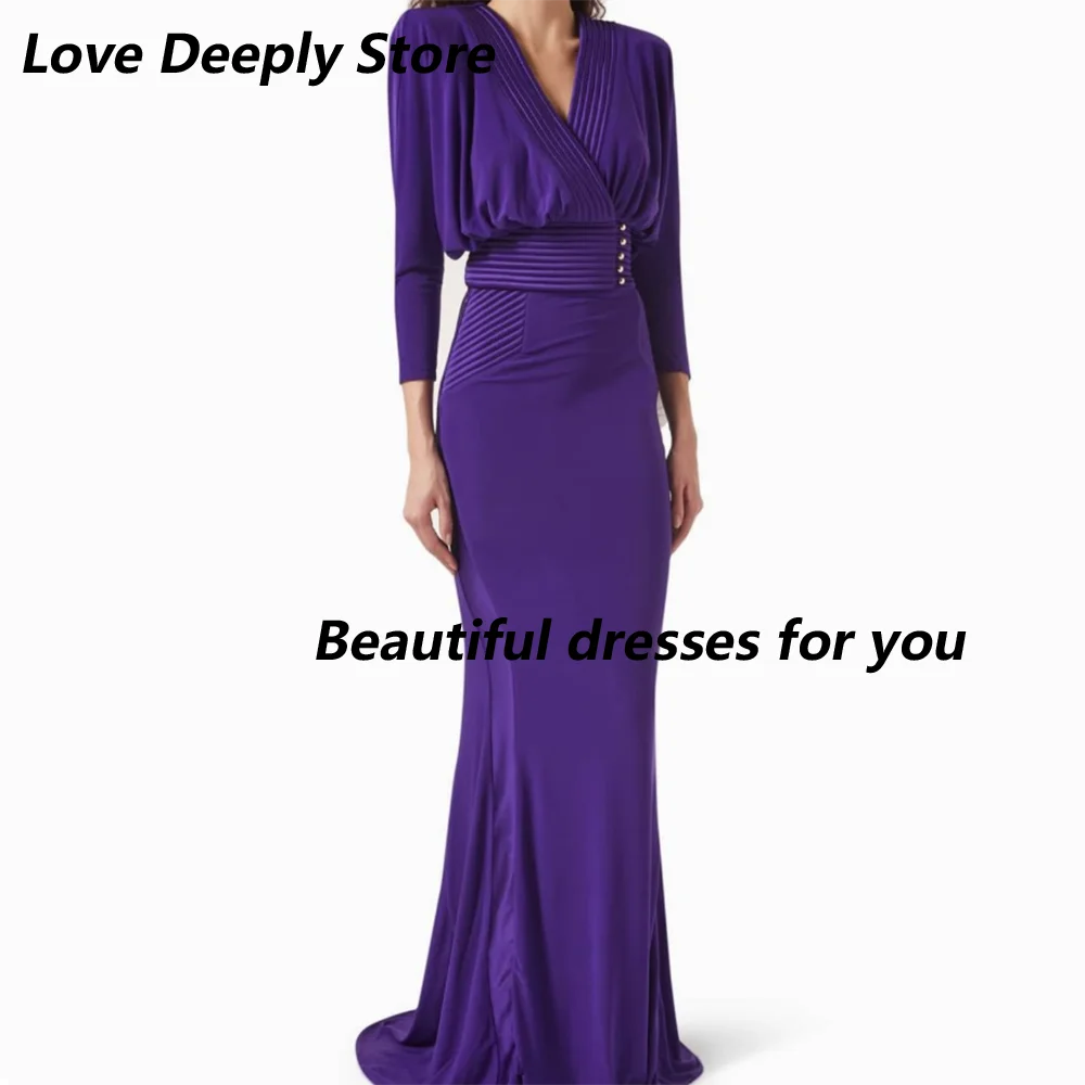 Customized Purple Evening Dresses for Women V-Neck 3/4 Sleeves Mermaid Prom Dress Floor Length Elegant Formal Party Dress
Customized Purple Evening Dresses for Women V-Neck 3/4 Sleeves Mermaid Prom Dress Floor Length Elegant Formal Party Dress