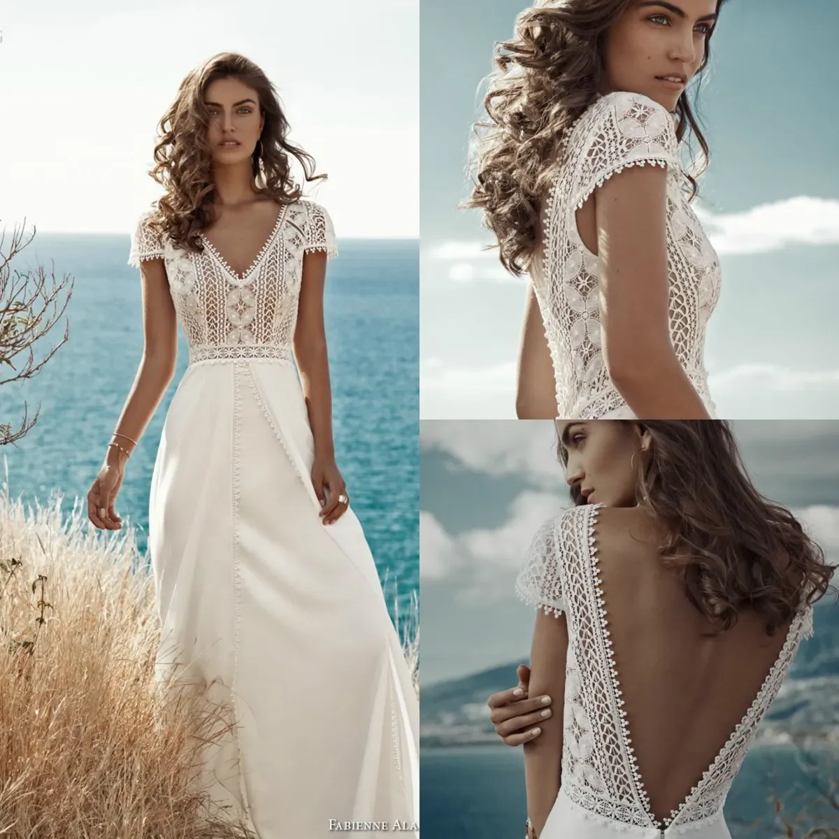Boho wedding dresses v neck lace backless satin sweep train bridal gowns beach Lace plus size robe de marie Customized
Boho wedding dresses v neck lace backless satin sweep train bridal gowns beach Lace plus size robe de marie Customized