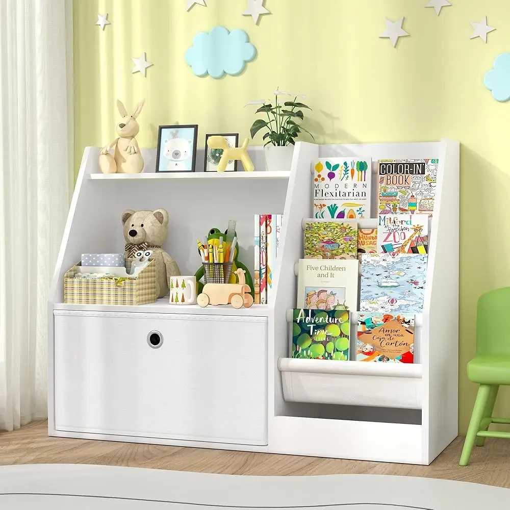 Kids Bookshelf,Book Storage Organizer,4 Sling Toddler Wooden Book Shelf,2-Tier Kids Bookcase For
Kids Bookshelf,Book Storage Organizer,4 Sling Toddler Wooden Book Shelf,2-Tier Kids Bookcase For