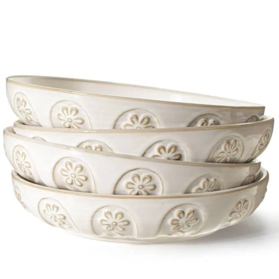 Pasta Bowls 50oz Large Salad Serving Bowls 9.75'' Plates Bowls Set of 4 Big White Ceramic Soup Bowls for Kitchen Embossment Sha
Pasta Bowls 50oz Large Salad Serving Bowls 9.75'' Plates Bowls Set of 4 Big White Ceramic Soup Bowls for Kitchen Embossment Sha