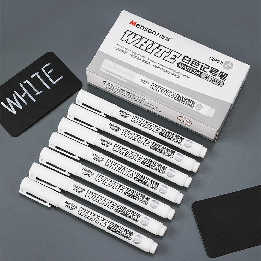 3 шт. водостойкая белая перманентная ручка с краской, которую нелегко выцветать, гладкие белые маркеры для письма, широко используемые, быстросохнущие 
3 шт. водостойкая белая перманентная ручка с краской, которую нелегко выцветать, гладкие белые маркеры для письма, широко используемые, быстросохнущие