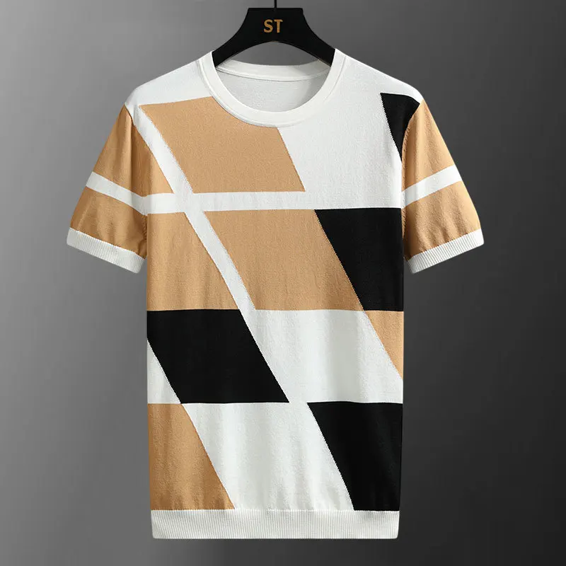 Summer Korean Social Polo Camisa Hombre Short Sleeve Men Tee Shirt Mode Homme Paneled Color Contrast Striped Knitted T Shirt
Summer Korean Social Polo Camisa Hombre Short Sleeve Men Tee Shirt Mode Homme Paneled Color Contrast Striped Knitted T Shirt