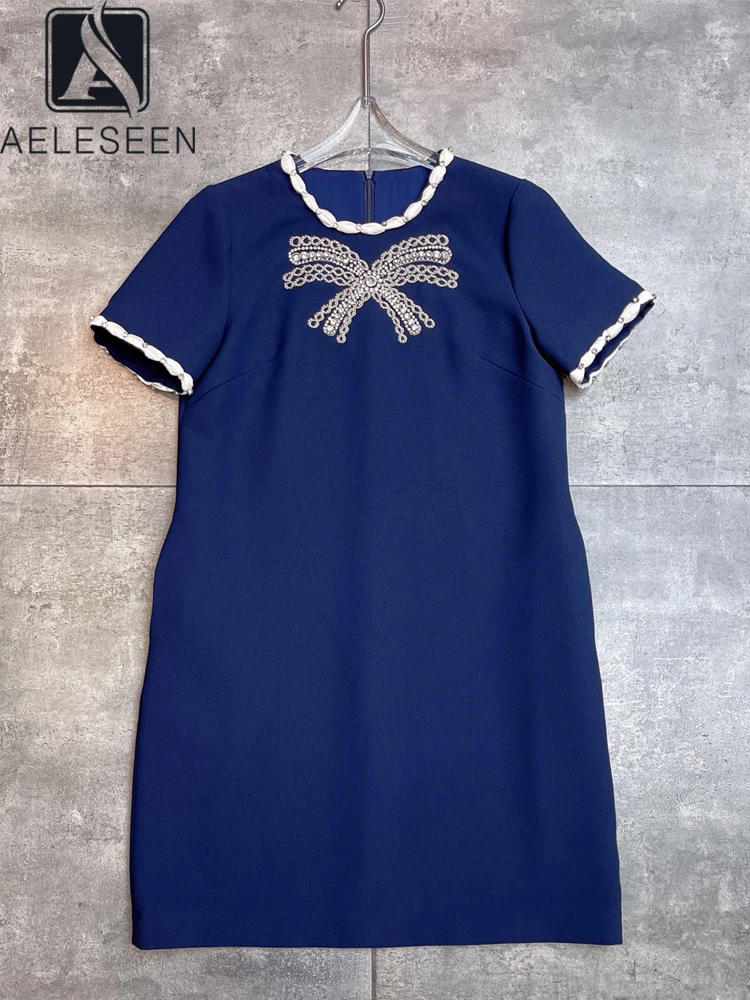 AELESEEN Elegant Summer Mini Dress Women Designer Fashion Short Sleeve Blue Beige Diamonds Beading Bow Casual Pockets Female
AELESEEN Elegant Summer Mini Dress Women Designer Fashion Short Sleeve Blue Beige Diamonds Beading Bow Casual Pockets Female