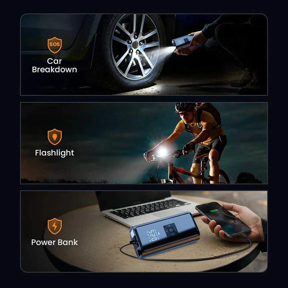 150PSI Electric Tire Pump with LED Light Portable Car Inflator Pump USB Rechargeable Car Air Pump for Automobile Bicycle Ball
150PSI Electric Tire Pump with LED Light Portable Car Inflator Pump USB Rechargeable Car Air Pump for Automobile Bicycle Ball
