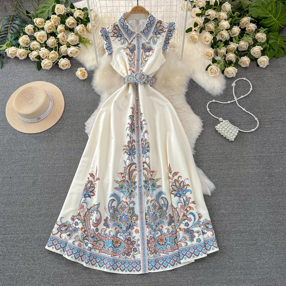 Summer Elegant Women's Long Dresses Sexy V-neck Sleeveless Ruffles Vintage Luxury Floral Print Party Maxi Dress Female Vestidos
Summer Elegant Women's Long Dresses Sexy V-neck Sleeveless Ruffles Vintage Luxury Floral Print Party Maxi Dress Female Vestidos