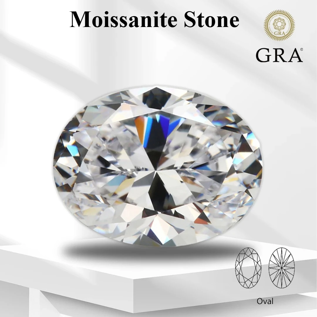 Moissanite Stone Oval Cut D Color VVS1 Gemstone GRA Certificate Lab Grown Diamond for DIY Ring Necklace Earrings Main Materials
Moissanite Stone Oval Cut D Color VVS1 Gemstone GRA Certificate Lab Grown Diamond for DIY Ring Necklace Earrings Main Materials