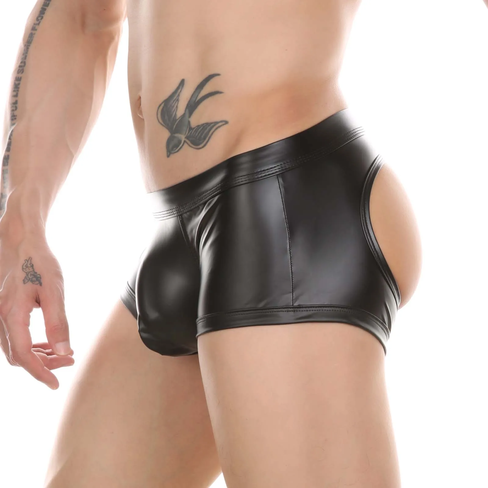 Men's Boxers Underwear Faux Leather Backless Buttocks Underpants Bulge Pouch Male Breathable Panties Sexy Boxer Shorts Clubwear
Men's Boxers Underwear Faux Leather Backless Buttocks Underpants Bulge Pouch Male Breathable Panties Sexy Boxer Shorts Clubwear