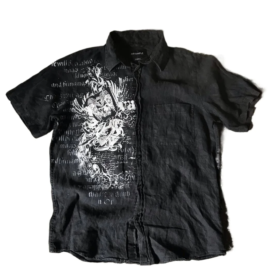 Streetwear 2025 New Black Shirt Retro T Shirt Harajuku Men Skull Holy Writ Letter Printing Tee Fashion Gothic Short Sleeves Tops
Streetwear 2025 New Black Shirt Retro T Shirt Harajuku Men Skull Holy Writ Letter Printing Tee Fashion Gothic Short Sleeves Tops