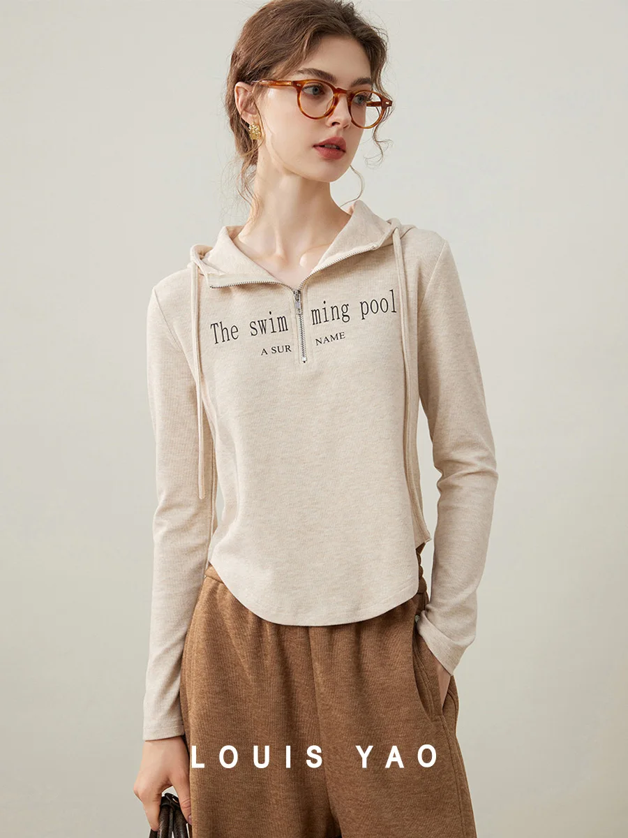 Fashion Letter Printed Women's Long Sleeve T-Shirts 2025 Winter Hooded Drawstring Half Open-fronted Tees Micro Elastic Tops
Fashion Letter Printed Women's Long Sleeve T-Shirts 2025 Winter Hooded Drawstring Half Open-fronted Tees Micro Elastic Tops
