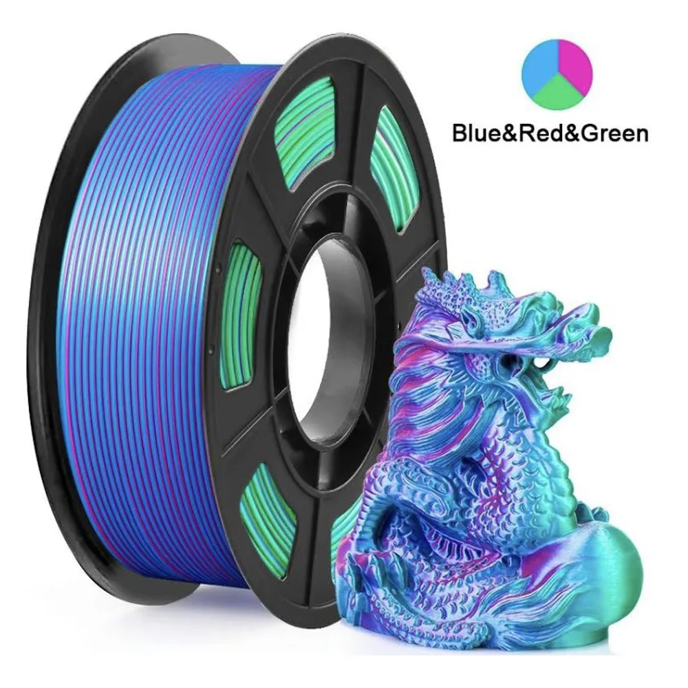 Шелковая PLA-нить для 3D-принтера, 1.75 мм, 250 г, шелковистые красные, синие, зеленые цвета, точность размеров +/-0.02 мм, гладкая и блестящая текстура.
Шелковая PLA-нить для 3D-принтера, 1.75 мм, 250 г, шелковистые красные, синие, зеленые цвета, точность размеров +/-0.02 мм, гладкая и блестящая текстура.