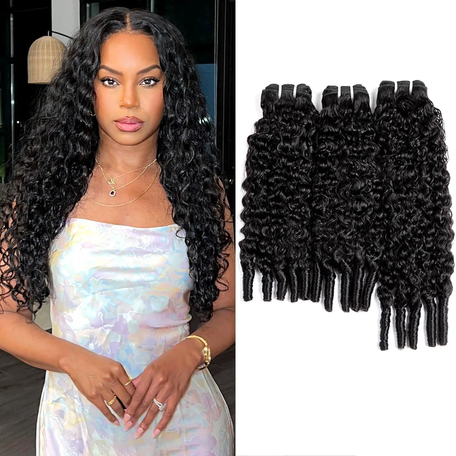 Burmese Curly Bundles Human Hair 3C4A Spiral End Water Wave Virgin Hair Bundles Extensions for Women 22 Inch Natural Black
Burmese Curly Bundles Human Hair 3C4A Spiral End Water Wave Virgin Hair Bundles Extensions for Women 22 Inch Natural Black