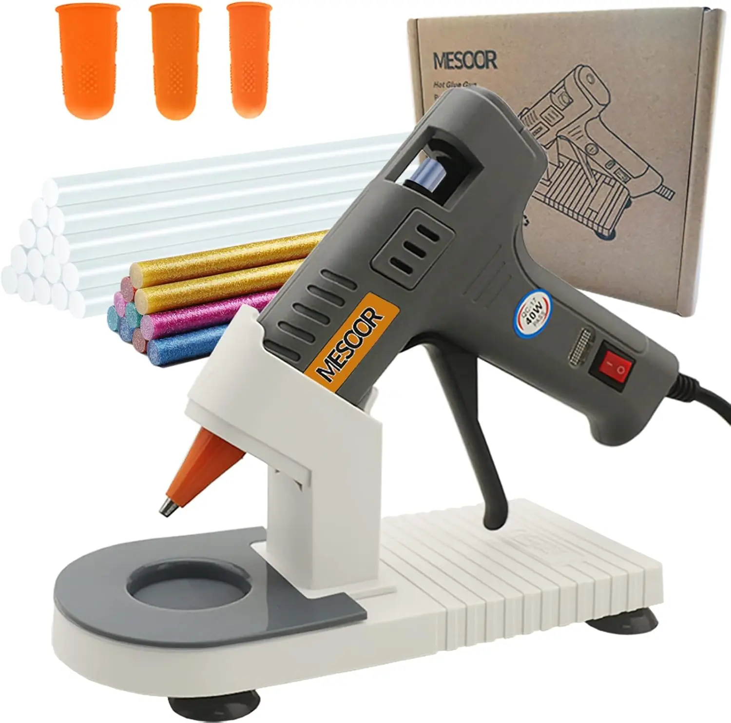 40W Mini Hot Glue Gun with Stand, 30 Glue Sticks & 3 Finger Protectors for DIY Crafts
40W Mini Hot Glue Gun with Stand, 30 Glue Sticks & 3 Finger Protectors for DIY Crafts